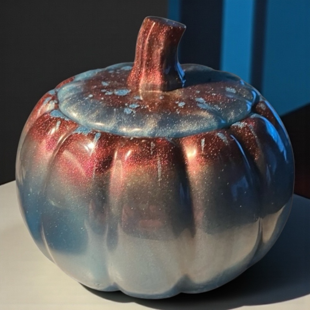 Ceramic Pumpkin Decor in turquoise multicolor! NWOT - Picture 1 of 6